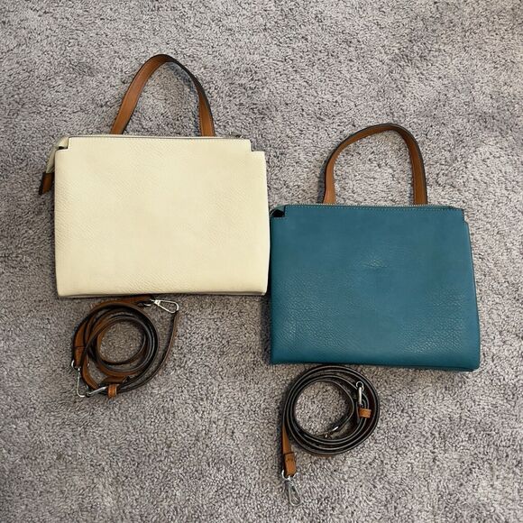 Charming Charlie Ivory and Teal Purse Bag Lot of 2 Crossbody - Picture 2 of 12